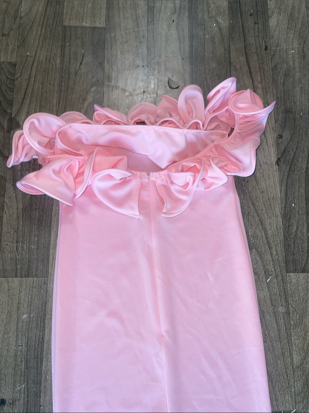 Pink Off-Shoulder Ruffle Mermaid Dress - Picture 5 of 5